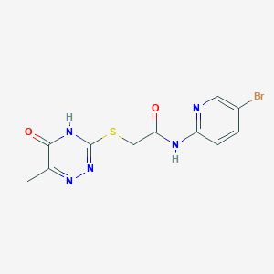 molecular formula C11H10BrN5O2S B11542569 N-(5-bromopyridin-2-yl)-2-[(6-methyl-5-oxo-4,5-dihydro-1,2,4-triazin-3-yl)sulfanyl]acetamide 