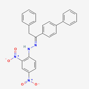 molecular formula C26H20N4O4 B11542573 (1E)-1-[1-(biphenyl-4-yl)-2-phenylethylidene]-2-(2,4-dinitrophenyl)hydrazine 