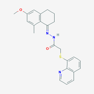 N'-[(1E)-6-methoxy-8-methyl-3,4-dihydronaphthalen-1(2H)-ylidene]-2-(quinolin-8-ylsulfanyl)acetohydrazide