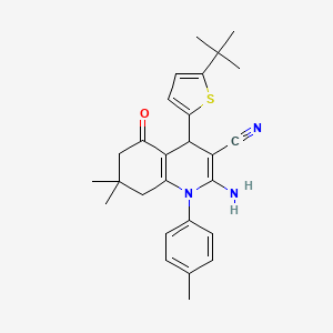 2-Amino-4-(5-tert-butylthiophen-2-yl)-7,7-dimethyl-1-(4-methylphenyl)-5-oxo-1,4,5,6,7,8-hexahydroquinoline-3-carbonitrile