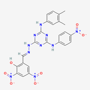 2-[(E)-(2-{4-[(3,4-dimethylphenyl)amino]-6-[(4-nitrophenyl)amino]-1,3,5-triazin-2-yl}hydrazinylidene)methyl]-4,6-dinitrophenol