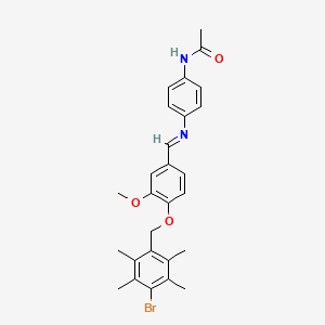 molecular formula C27H29BrN2O3 B11542653 N-(4-{[(E)-{4-[(4-bromo-2,3,5,6-tetramethylbenzyl)oxy]-3-methoxyphenyl}methylidene]amino}phenyl)acetamide 