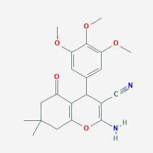 molecular formula C21H24N2O5 B11542704 2-amino-7,7-dimethyl-5-oxo-4-(3,4,5-trimethoxyphenyl)-5,6,7,8-tetrahydro-4H-chromene-3-carbonitrile 