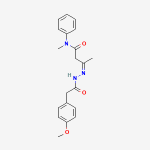 (3Z)-3-{2-[(4-methoxyphenyl)acetyl]hydrazinylidene}-N-methyl-N-phenylbutanamide