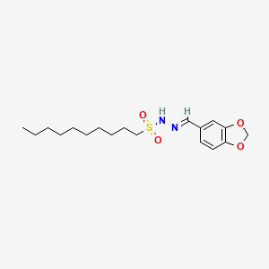 N'-[(E)-1,3-benzodioxol-5-ylmethylidene]decane-1-sulfonohydrazide