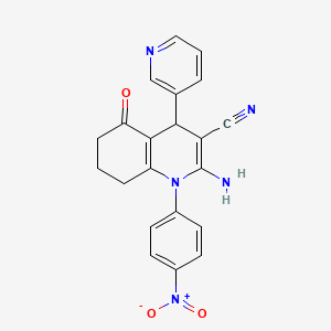 2-Amino-1-(4-nitrophenyl)-5-oxo-4-(pyridin-3-yl)-1,4,5,6,7,8-hexahydroquinoline-3-carbonitrile