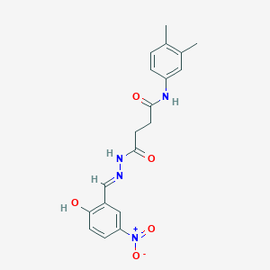 N-(3,4-dimethylphenyl)-4-[(2E)-2-(2-hydroxy-5-nitrobenzylidene)hydrazinyl]-4-oxobutanamide