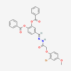 2-(Benzoyloxy)-5-[(E)-{[2-(2-bromo-4-methoxyphenoxy)acetamido]imino}methyl]phenyl benzoate