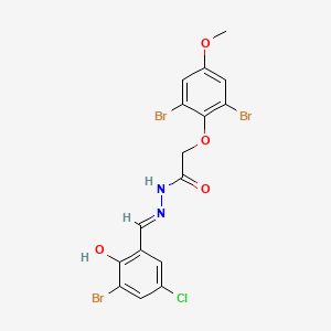 N'-[(E)-(3-bromo-5-chloro-2-hydroxyphenyl)methylidene]-2-(2,6-dibromo-4-methoxyphenoxy)acetohydrazide