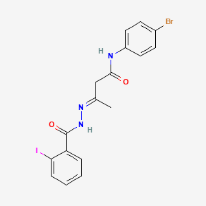 (3E)-N-(4-bromophenyl)-3-{2-[(2-iodophenyl)carbonyl]hydrazinylidene}butanamide