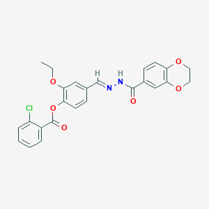 4-[(E)-{[(2,3-Dihydro-1,4-benzodioxin-6-YL)formamido]imino}methyl]-2-ethoxyphenyl 2-chlorobenzoate