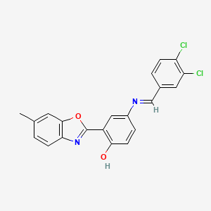 4-{[(Z)-(3,4-dichlorophenyl)methylidene]amino}-2-(6-methyl-1,3-benzoxazol-2-yl)phenol