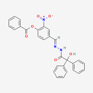 4-[(E)-{2-[hydroxy(diphenyl)acetyl]hydrazinylidene}methyl]-2-nitrophenyl benzoate