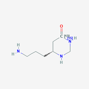 molecular formula C7H15N3O B115437 6-(3-Aminopropyl)-1,3-diazacyclohexan-4-one CAS No. 146875-03-8