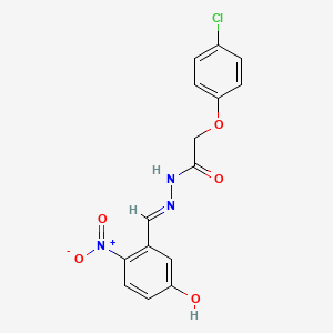 2-(4-chlorophenoxy)-N'-[(E)-(5-hydroxy-2-nitrophenyl)methylidene]acetohydrazide