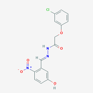 2-(3-chlorophenoxy)-N'-[(E)-(5-hydroxy-2-nitrophenyl)methylidene]acetohydrazide