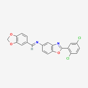 N-[(E)-1,3-benzodioxol-5-ylmethylidene]-2-(2,5-dichlorophenyl)-1,3-benzoxazol-5-amine