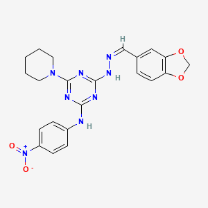 1,3-Benzodioxole-5-carbaldehyde [4-{4-nitroanilino}-6-(1-piperidinyl)-1,3,5-triazin-2-yl]hydrazone