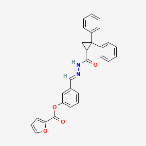 3-[(E)-{2-[(2,2-diphenylcyclopropyl)carbonyl]hydrazinylidene}methyl]phenyl furan-2-carboxylate