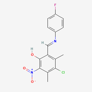 4-Chloro-2-[(E)-[(4-fluorophenyl)imino]methyl]-3,5-dimethyl-6-nitrophenol