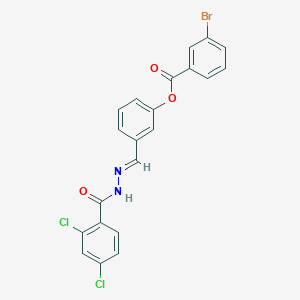 molecular formula C21H13BrCl2N2O3 B11544121 3-[(E)-{2-[(2,4-dichlorophenyl)carbonyl]hydrazinylidene}methyl]phenyl 3-bromobenzoate 