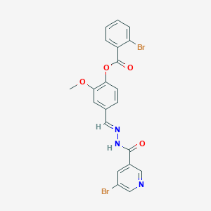 4-[(E)-{2-[(5-bromopyridin-3-yl)carbonyl]hydrazinylidene}methyl]-2-methoxyphenyl 2-bromobenzoate