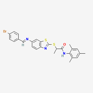 2-[(6-{[(E)-(4-bromophenyl)methylidene]amino}-1,3-benzothiazol-2-yl)sulfanyl]-N-(2,4,6-trimethylphenyl)propanamide