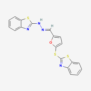 2-[(5-{(E)-[2-(1,3-benzothiazol-2-yl)hydrazinylidene]methyl}furan-2-yl)sulfanyl]-1,3-benzothiazole