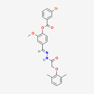 4-[(E)-{2-[(2,6-dimethylphenoxy)acetyl]hydrazinylidene}methyl]-2-methoxyphenyl 3-bromobenzoate