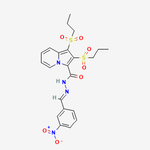 N'-[(E)-(3-nitrophenyl)methylidene]-1,2-bis(propylsulfonyl)indolizine-3-carbohydrazide