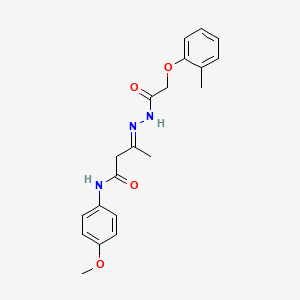 (3E)-N-(4-methoxyphenyl)-3-{2-[(2-methylphenoxy)acetyl]hydrazinylidene}butanamide