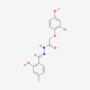 molecular formula C17H17BrN2O4 B11544528 2-(2-bromo-4-methoxyphenoxy)-N'-[(E)-(2-hydroxy-4-methylphenyl)methylidene]acetohydrazide 