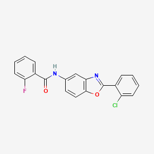 molecular formula C20H12ClFN2O2 B11544545 N-[2-(2-chlorophenyl)-1,3-benzoxazol-5-yl]-2-fluorobenzamide 