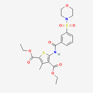 molecular formula C22H26N2O8S2 B11544686 Diethyl 3-methyl-5-({[3-(morpholin-4-ylsulfonyl)phenyl]carbonyl}amino)thiophene-2,4-dicarboxylate 