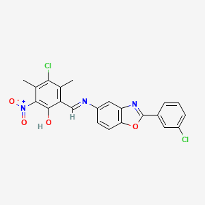 4-chloro-2-[(E)-{[2-(3-chlorophenyl)-1,3-benzoxazol-5-yl]imino}methyl]-3,5-dimethyl-6-nitrophenol