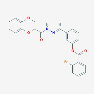 3-{(E)-[2-(2,3-dihydro-1,4-benzodioxin-2-ylcarbonyl)hydrazinylidene]methyl}phenyl 2-bromobenzoate