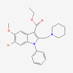 molecular formula C24H27BrN2O3 B11544714 ethyl 6-bromo-5-methoxy-1-phenyl-2-(piperidin-1-ylmethyl)-1H-indole-3-carboxylate 