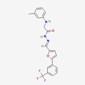 molecular formula C21H18F3N3O2 B11544717 2-[(3-Methylphenyl)amino]-N'-[(E)-{5-[3-(trifluoromethyl)phenyl]furan-2-YL}methylidene]acetohydrazide 