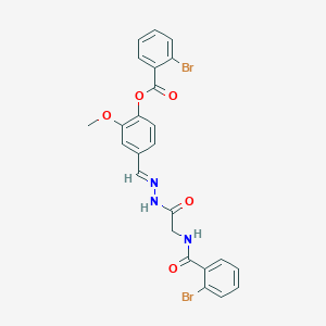 molecular formula C24H19Br2N3O5 B11544721 4-[(E)-({2-[(2-Bromophenyl)formamido]acetamido}imino)methyl]-2-methoxyphenyl 2-bromobenzoate 