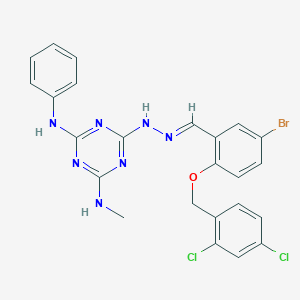 6-[(2E)-2-{5-bromo-2-[(2,4-dichlorobenzyl)oxy]benzylidene}hydrazinyl]-N-methyl-N'-phenyl-1,3,5-triazine-2,4-diamine