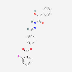 4-[(E)-{2-[hydroxy(phenyl)acetyl]hydrazinylidene}methyl]phenyl 2-iodobenzoate