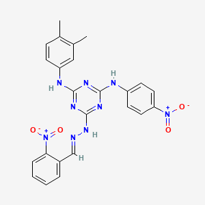 N-(3,4-dimethylphenyl)-6-[(2E)-2-(2-nitrobenzylidene)hydrazinyl]-N'-(4-nitrophenyl)-1,3,5-triazine-2,4-diamine