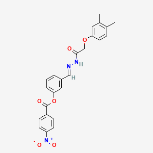 molecular formula C24H21N3O6 B11544769 3-[(E)-{2-[(3,4-dimethylphenoxy)acetyl]hydrazinylidene}methyl]phenyl 4-nitrobenzoate 