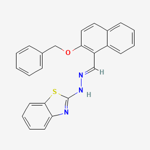 molecular formula C25H19N3OS B11544789 2-[(2E)-2-{[2-(benzyloxy)naphthalen-1-yl]methylidene}hydrazinyl]-1,3-benzothiazole 