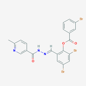 molecular formula C21H14Br3N3O3 B11544801 2,4-dibromo-6-[(E)-{2-[(6-methylpyridin-3-yl)carbonyl]hydrazinylidene}methyl]phenyl 3-bromobenzoate 