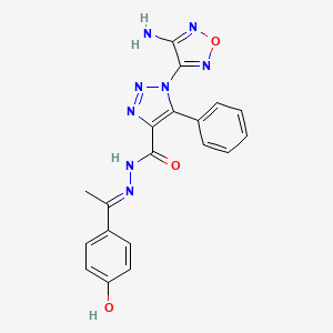 molecular formula C19H16N8O3 B11544813 1-(4-amino-1,2,5-oxadiazol-3-yl)-N'-[(1E)-1-(4-hydroxyphenyl)ethylidene]-5-phenyl-1H-1,2,3-triazole-4-carbohydrazide 