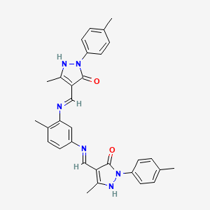 3-Methyl-4-({[4-methyl-3-({[3-methyl-1-(4-methylphenyl)-5-oxo-4,5-dihydro-1H-pyrazol-4-ylidene]methyl}amino)phenyl]amino}methylidene)-1-(4-methylphenyl)-4,5-dihydro-1H-pyrazol-5-one