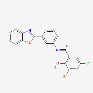 molecular formula C21H14BrClN2O2 B11544820 2-bromo-4-chloro-6-[(E)-{[3-(4-methyl-1,3-benzoxazol-2-yl)phenyl]imino}methyl]phenol 