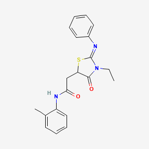 2-[(2Z)-3-ethyl-4-oxo-2-(phenylimino)-1,3-thiazolidin-5-yl]-N-(2-methylphenyl)acetamide