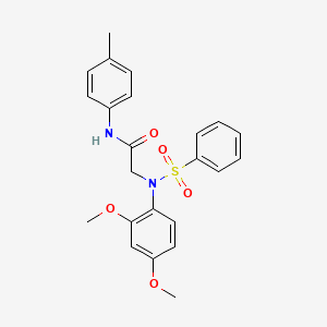 molecular formula C23H24N2O5S B11544889 2-[N-(2,4-Dimethoxyphenyl)benzenesulfonamido]-N-(4-methylphenyl)acetamide 